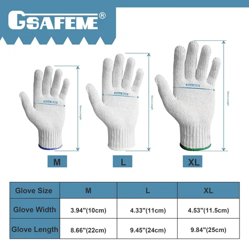 Miniatura 6 de GSAFEME 12 Pares de Guantes de Forro de Algodón para Barbacoa, Cocina, Parrilla, Manipulación de Alimentos - Guantes de Trabajo de Seguridad