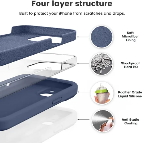 Miniatura 2 de Vooii Compatible con iPhone 15, silicona líquida Defender mejorada, protección mejorada de la cámara, forro de microfibra antiarañazos suave, funda
