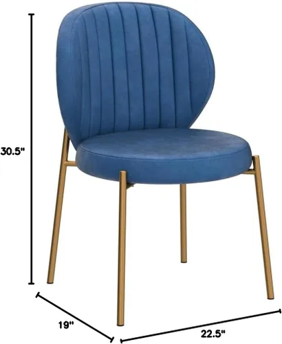 Miniatura 2 de Amoa - Juego de 2 patas de metal dorado contemporáneas con sillas de comedor tapizadas de terciopelo, color azul