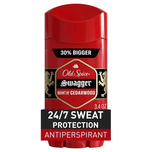 Old Spice Desodorante antitranspirante para hombres, protección 24/7 sudor y olor, frescura duradera 24/7, sólido invisible, Swagger con aroma a