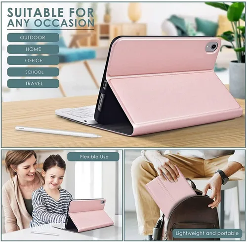 Miniatura 7 de Funda de teclado para Galaxy Tab A8 de 10.5 pulgadas 2022 (SM-X200/X205/X207), funda de cuero delgada y ligera con teclado desmontable