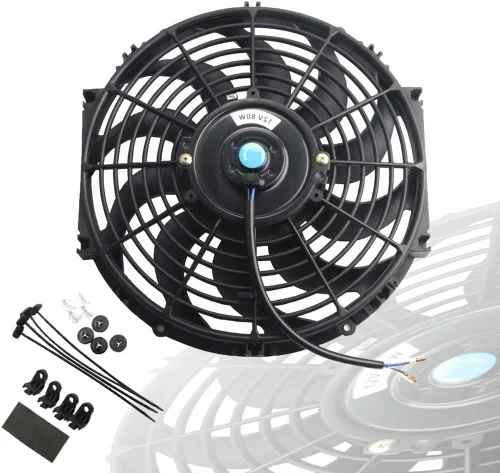 suntonmoto Paquete de 2 radiadores eléctricos universales negros para ventilador delgado de empuje/tracción de 12 V + kit de montaje (7 pulgadas_1