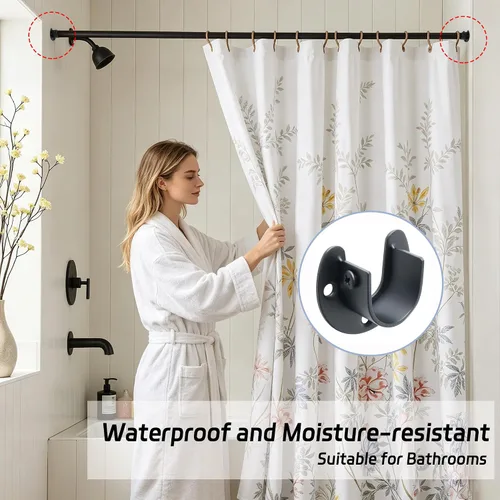 Miniatura 7 de Mooche MFL8001UB-4P - Soporte de barra de cortina en forma de U, soporte de barra de barra de acero inoxidable negro mate, 4 uds