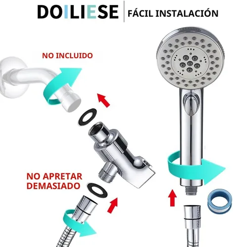 Miniatura 7 de Cabezal de ducha de mano de 6 ajustes de alta presión con interruptor de encendido/apagado y modo de pulverización de spa, cabezal de ducha de mano