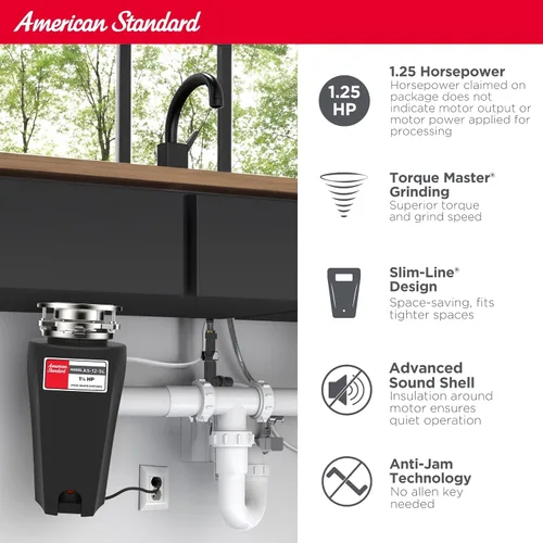 Miniatura 2 de American Standard 10-US-AS-12-SL Eliminación de basura anti-atascos Sistema de trituración de residuos de alimentos de acero inoxidable, línea