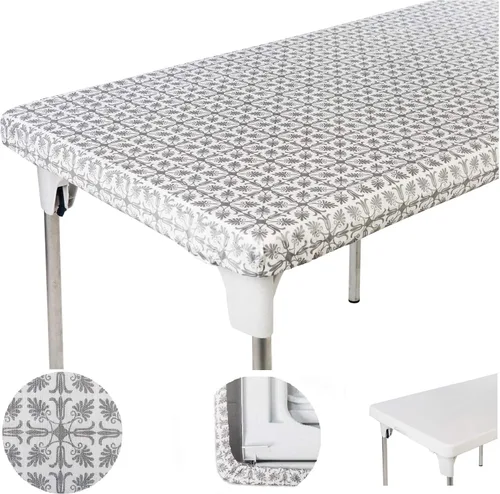 Miniatura 13 de TopTableCloth Mantel de vinilo de plástico con reverso de franela, 2 unidades, 6 pies, 72 x 30 pulgadas, mantel a cuadros rojos y blancos, esquina