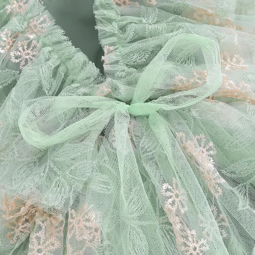 Miniatura 8 de Ursobutegl Mameluco de princesa para bebé recién nacida, vestido de malla bordado, elegante, tutú con falda, overol para cumpleaños