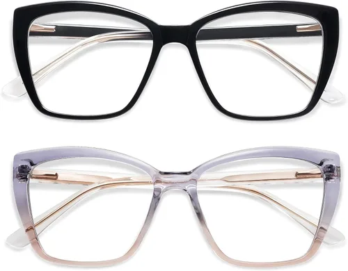 Miniatura 12 de AMOMOMA Trendy TR90 Gafas de Lectura Grandes con Filtro de Luz Azul para Mujeres, Elegantes Gafas Cuadradas Tipo Ojo de Gato AM6031
