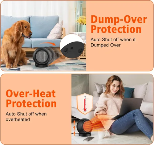 Miniatura 6 de Coolfor Calentador de escritorio, calentador de espacio de eficiencia energética de 600 W, calentador eléctrico de escritorio de cerámica PTC