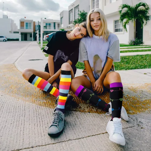 Miniatura 4 de Double Couple 3 pares de calcetines de compresión para mujeres y hombres de 20 a 30 mmhg, calcetines altos hasta la rodilla para deportes, correr