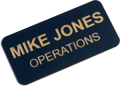 Miniatura 30 de Insignias de identificación con nombre grabadas personalizadas: identificación personalizada con pin o respaldo magnético, 1 pulgada x 3 pulgadas