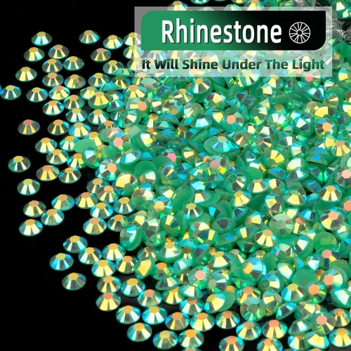 Miniatura 4 de 5000 diamantes de imitación redondos de resina de 0.157 pulgadas (0.157 in) a granel, brillantes AB verde oscuro, parte trasera plana, gemas