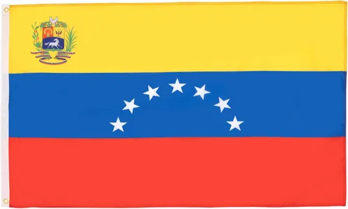 AZ FLAG Juego de 5 banderas de Venezuela con parche – 35.4 x 23.6 in – Bandera Venezolana 7 estrellas 100% poliéster con ojales metálicos integrados