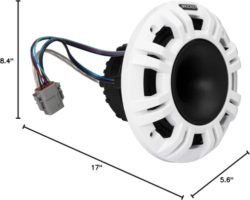 Miniatura 10 de KICKER 48KMXL65 6.5" 4-Ohm RGB-LED KMXL Altavoces coaxiales marinos cargados con bocina, par