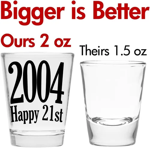 Miniatura 2 de Make Em Laugh 2004 Vaso de chupito de cumpleaños feliz número 21 - Celebra el cumpleaños número 21 - Regalos de cumpleaños perfectos para él o ella