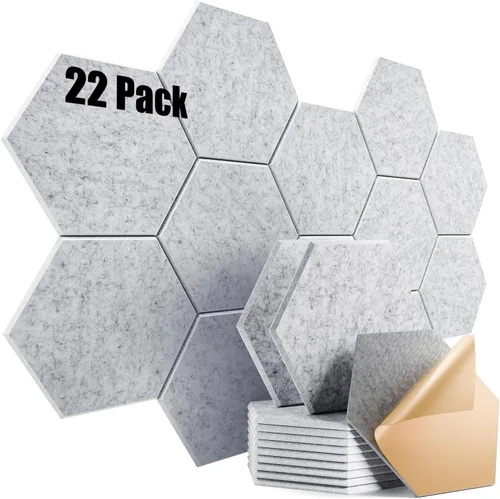 Miniatura 73 de Paquete de 12 paneles acústicos autoadhesivos de 12 x 10 x 0.4 pulgadas, paneles de espuma a prueba de sonido con alta densidad, diseño forrado