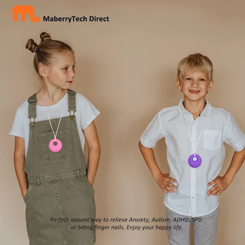 Miniatura 5 de Collar masticable para niños y niñas, collar masticable, juguetes sensoriales para masticar para adultos con autismo, TDAH y ansiedad, collares