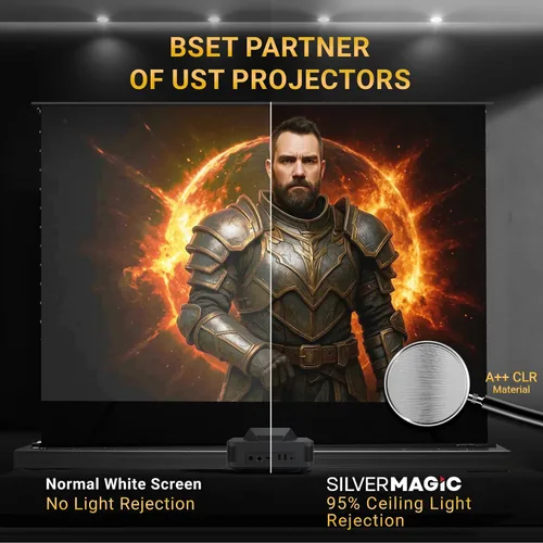 Miniatura 2 de ALR/CLR - Pantalla de proyector motorizada para proyector UST de 100 pulgadas, 95% de rechazo de luz ambiental, 4K/8K Ultra HD, Active 3D, para cine