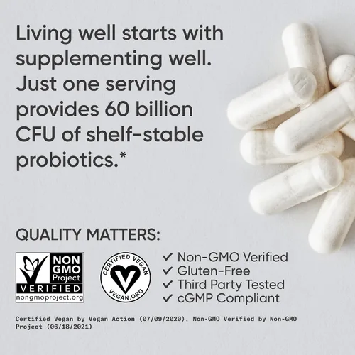 Miniatura 4 de Sports Research Probióticos diarios con prebióticos, 60 mil millones de UFC, cápsulas veganas para la salud intestinal y apoyo digestivo