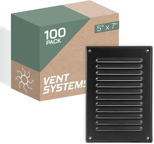 Miniatura 9 de Vent Systems - Cubierta de rejilla de ventilación de aire de alero rectangular de metal negro de 3 x 10 pulgadas (interior), deflector