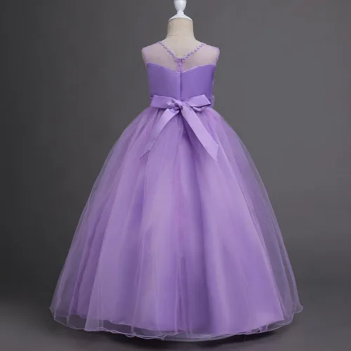 Miniatura 3 de Vestido formal de tul de encaje para niña de flores, vestido largo de princesa, baile, boda, dama de honor, noche