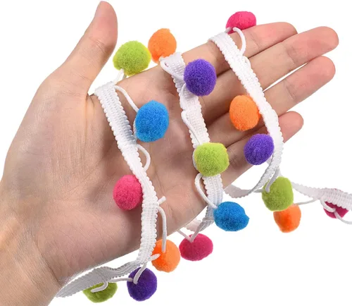 Miniatura 4 de uxcell 5 yardas con flecos de pompón, accesorio de costura de cinta para manualidades, para el hogar, cortina, ropa, almohada, decoración