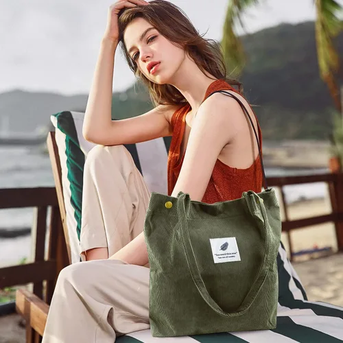 Miniatura 87 de Ayieyill - Bolsa de pana para mujer y niña, con correa de lona para colgar al hombro, bolsa con bolsillo