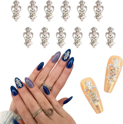 Miniatura 8 de 30 dijes de uñas de estrella de mar de aleación 3D, diamantes de imitación de uñas de 6 colores AB brillantes cristales diamantes, joyería de uñas