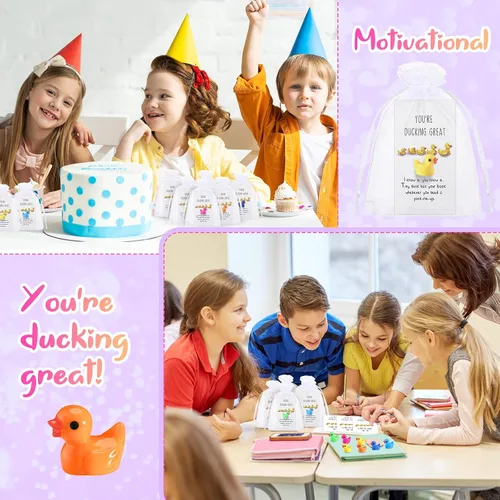 Miniatura 5 de Unittype 24 piezas de regalos inspiradores, mini patos de resina a granel con tarjetas de texto "You're Great", bolsas de organza, regalos
