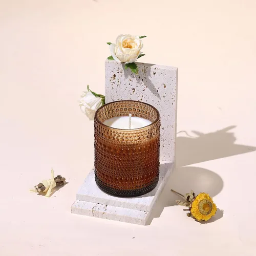 Miniatura 6 de DEVI Tarros de vela de vidrio Amber Empry de 14 onzas para hacer velas (paquete de 6), tarros de velas de 3 mechas, recipientes de velas vacíos a