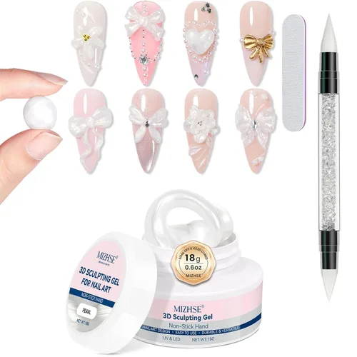 Miniatura 15 de MIZHSE Gel 3D transparente para arte de uñas, gel constructor sólido para uñas, 5 en 1, escultura no pegajosa, geles de extensión de uñas