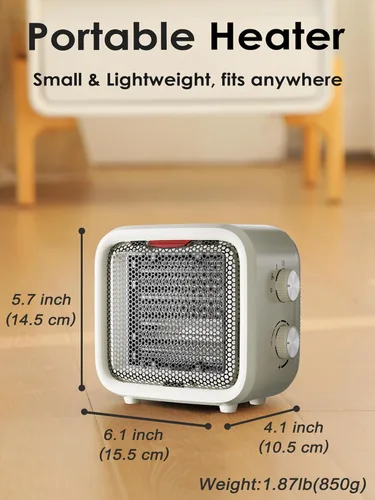 Miniatura 8 de Calentador de espacio pequeño, mini calentador de escritorio de 1500 W para oficina, calentador de cerámica PTC portátil con termostato
