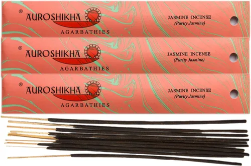 Miniatura 2 de Auroshikha Incienso marmoleado ~ Pureza Jazmín ~ (paquete de 10 – total de 3.53 onzas)