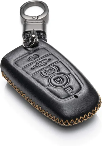 Miniatura 11 de Vitodeco Funda protectora de cuero para llavero inteligente compatible con Ford (modelos 2018 - 2026), 5 botones, negro/rojo