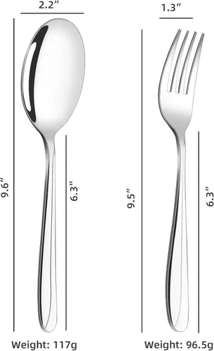 Miniatura 3 de Obstnny Cuchara de servir de banquete de acero inoxidable Tenedor grande (4 piezas/2 de cada uno)