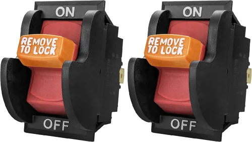 POWERTEC Interruptor de palanca de seguridad de encendido y apagado de doble voltaje de 120 V/230 V para herramientas eléctricas, se adapta a sierra