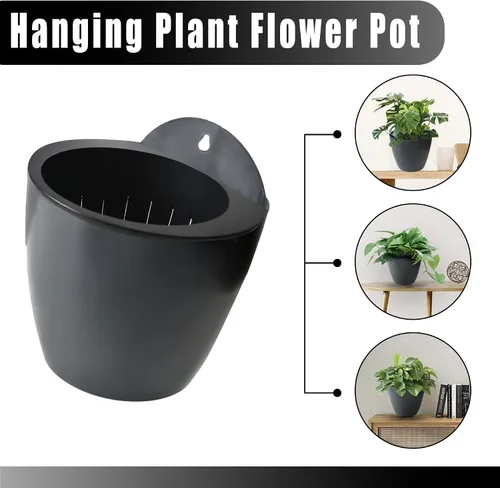 Miniatura 6 de Paquete de 7 macetas de plástico con riego automático para colgar en la pared, tamaño de 7 pulgadas con 7 ganchos de repuesto para plantas, flores