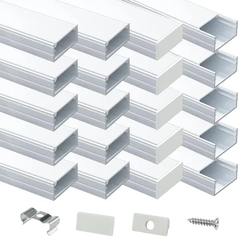 Miniatura 12 de Muzata Paquete de 10 tiras LED de aluminio plateado con cubierta blanca lechosa U102 WW 2M