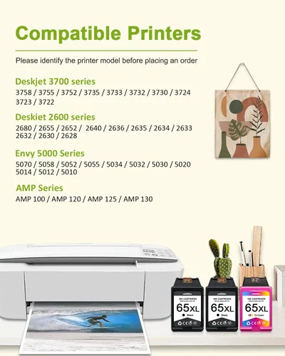 Miniatura 2 de Cartuchos de tinta 65XL de repuesto para HP 65 65XL de alto rendimiento con impresora DeskJet 3755 3700 3772 3752 2600 Envy 5055 5000 5052 AMP 100