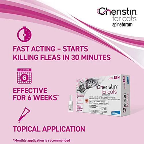 Miniatura 2 de Cheristin Tratamiento y prevención de pulgas para gatos Tratamiento tópico de pulgas de acción rápida para gatos de más de 1.8 libras 1 unidad