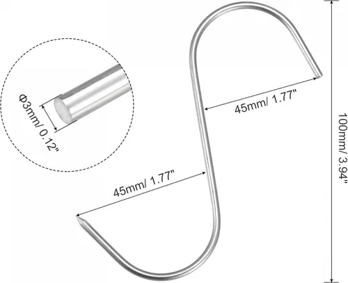 Miniatura 2 de uxcell Ganchos de carne de 3.94 pulgadas, gancho en S de acero inoxidable de 0.12 pulgadas de grosor para procesamiento de carne, pollo y pescado