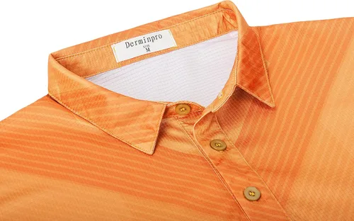 Miniatura 4 de Derminpro Polo de golf de manga corta con cuello elástico para hombre, de secado rápido