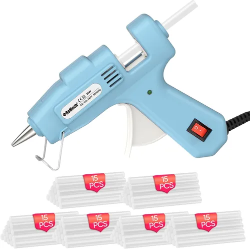 Miniatura 9 de ROMECH Mini pistola de pegamento caliente de 20 W con set de 30 barras de pegamento, kit de pistola de pegamento caliente de precalentamiento rápido