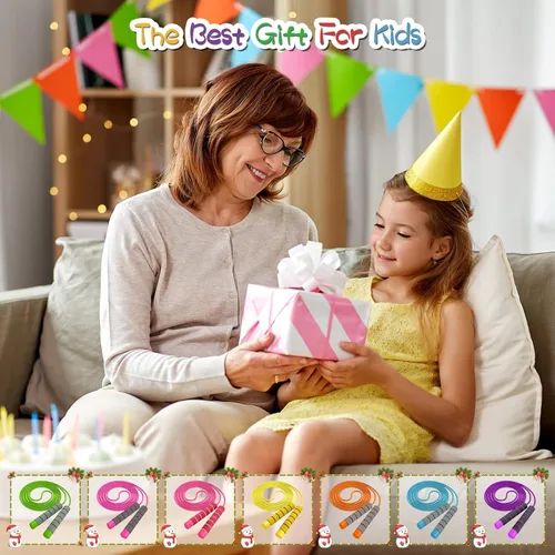 Miniatura 7 de Cuerda de saltar para niños, cuerda de saltar para niños, cuerda de saltar suave ajustable, cuerda de saltar para niños pequeños con asas de espuma