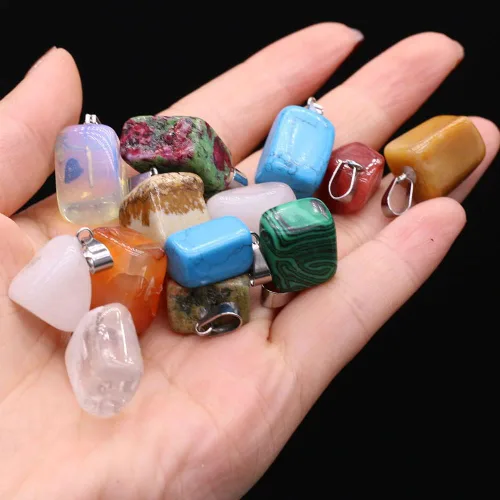 Miniatura 7 de LHJ 20 dijes de piedra natural irregulares al azar mezclados de ágata de cristal curativo para hacer joyas, collares, aretes, meditación