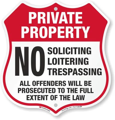 Miniatura 11 de SmartSign 12" x 11.5" Cartel de "Propiedad Privada No Solicitar No Merodear No Traspaso" Señal Octogonal de Patio con Estaca de 3 pies, Aluminio