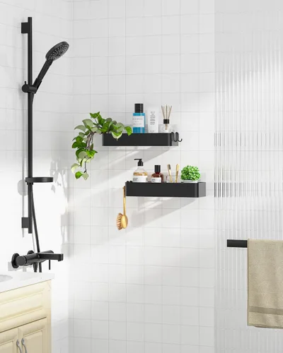 Miniatura 3 de Kitsure Organizador de ducha – Paquete de 2 organizadores de ducha adhesivos, estantes de metal inoxidables, organizadores de baño sin taladrar