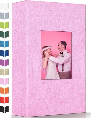 Miniatura 18 de Álbum de fotos Artfeel 4x6 con 300 bolsillos, álbumes de fotos deslizables, libro de memorias con cubierta de lino y ventana frontal, libro de fotos