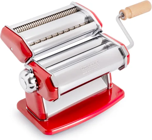 Miniatura 11 de Máquina para hacer pasta Imperia - 100% fabricada en Italia, construcción de acero resistente, dial de bloqueo fácil, mango de agarre de madera