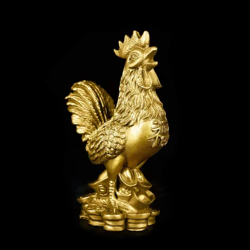 Miniatura 3 de BRASSTAR Latón 3.5 ''(H) Estatua de gallo auspicioso lingotes riqueza Feng Shui escultura oficina casa zodiaco chino adorno decorativo regalo